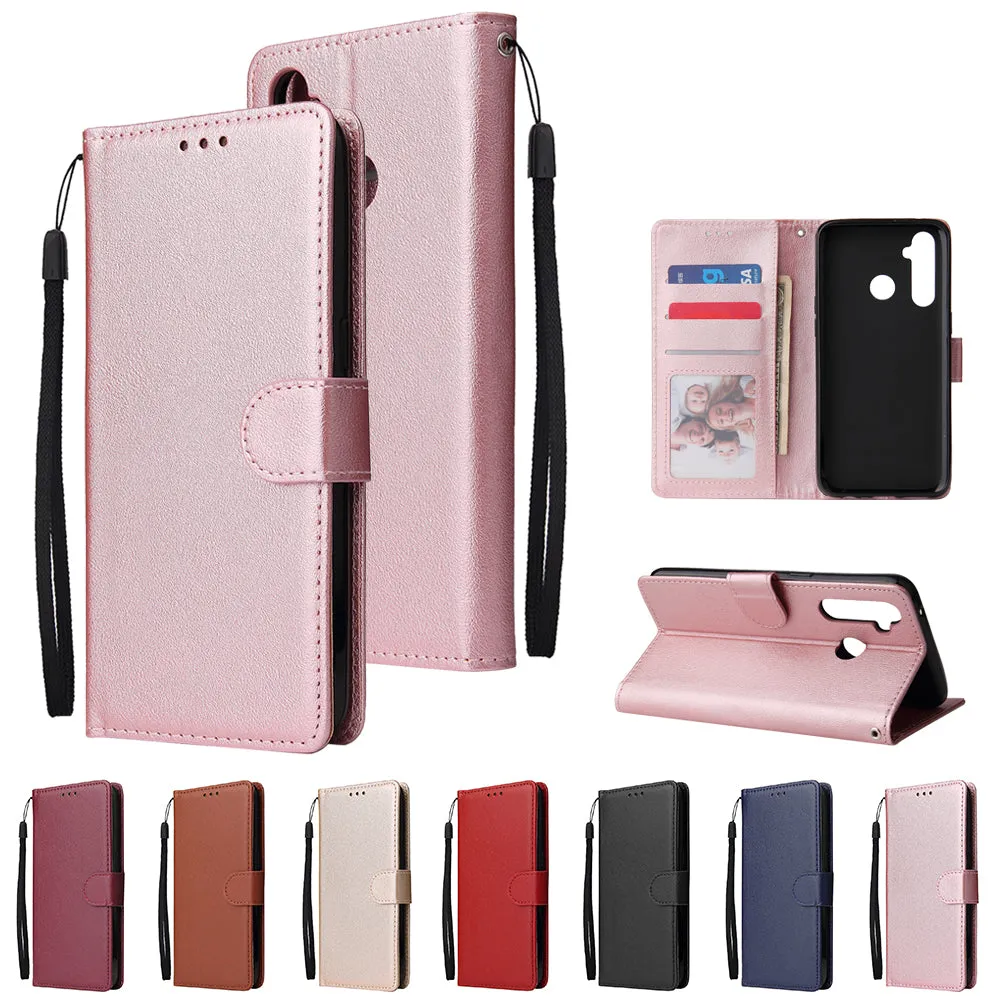 For OPPO Realme 5 Rro Cellphone Cover Buckle Closure Cards Holder Wallet Design Stand Function PU Leather Smart Shell Overall Protection  blue
