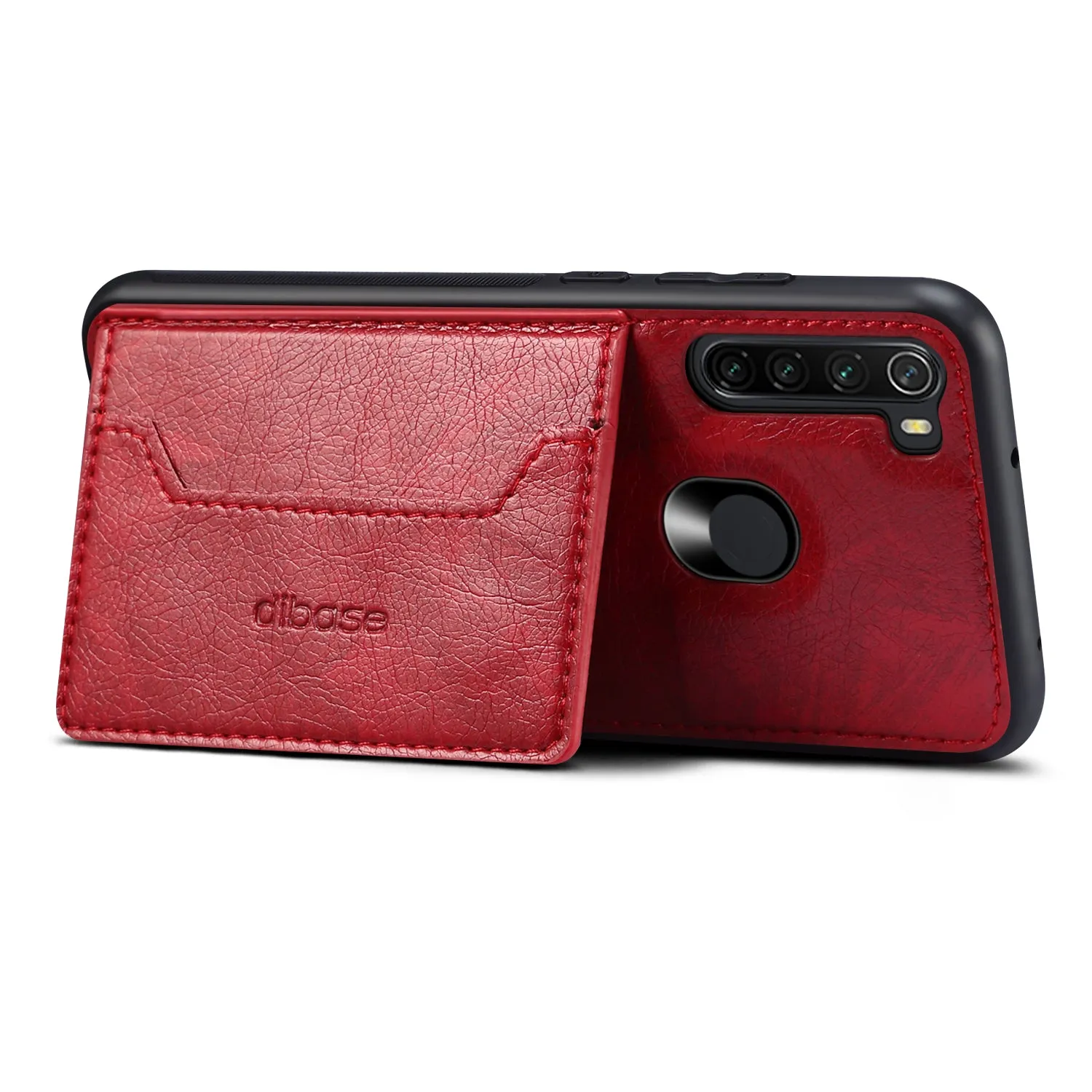 For Red Mi NOTE 8/8 Pro Cellphone Smart Shell 2-in-1 Textured PU Leather Card Holder Stand-viewing Overall Protection Case brown