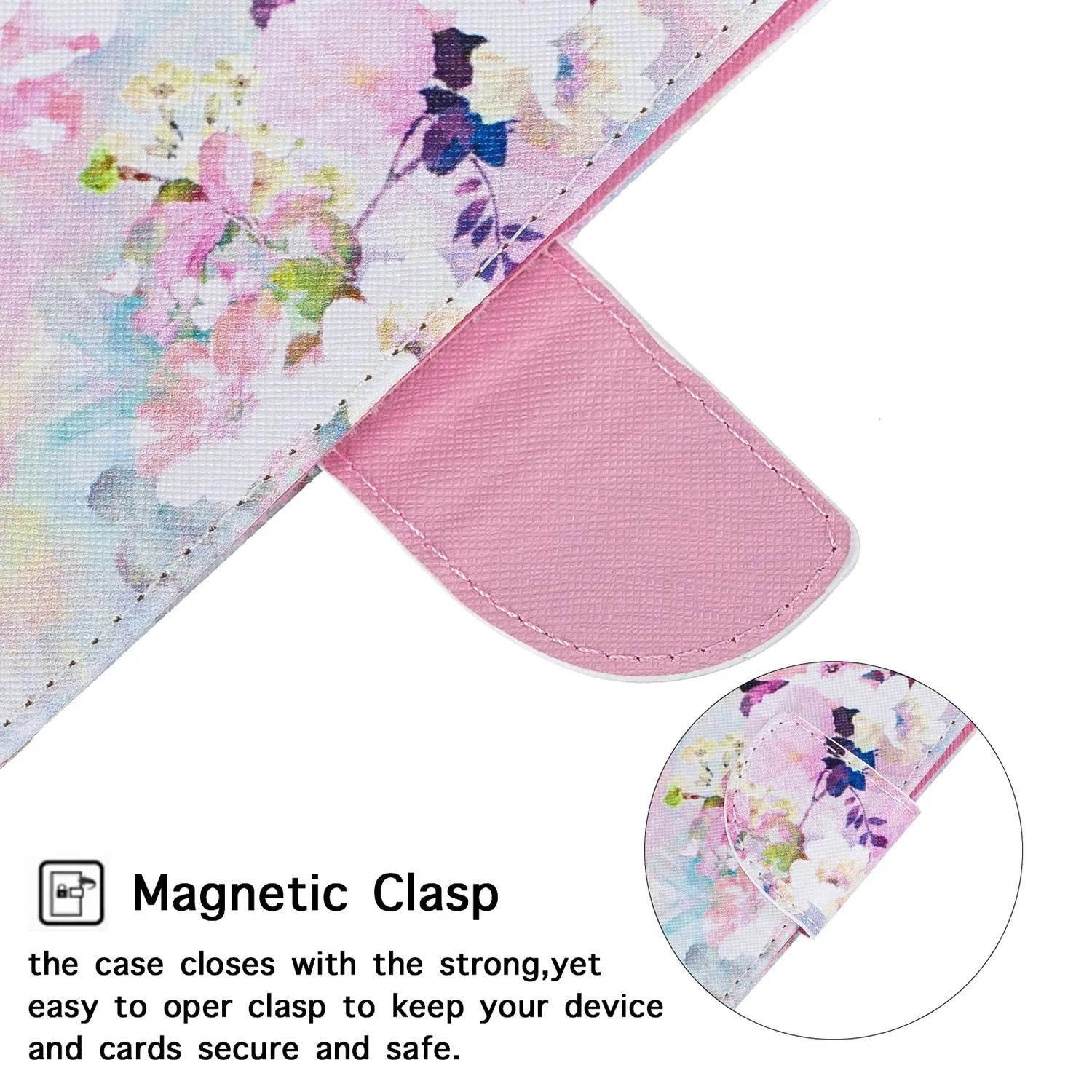 For Samsung A10/A20/A30 Smartphone Case PU Leather Wallet Design Cellphone Cover with Card Holder Stand Available Watercolor flower