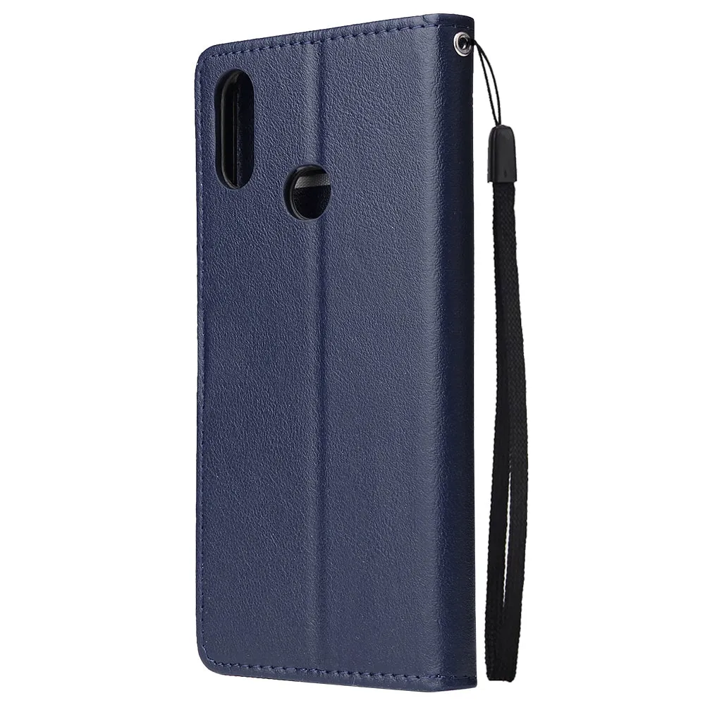 For Samsung A10S A20S Cellphone Cover Mobile Phone Shell Buckle Closure Cards Slots PU Leather Smart Shell with Wallet Overall Protection blue