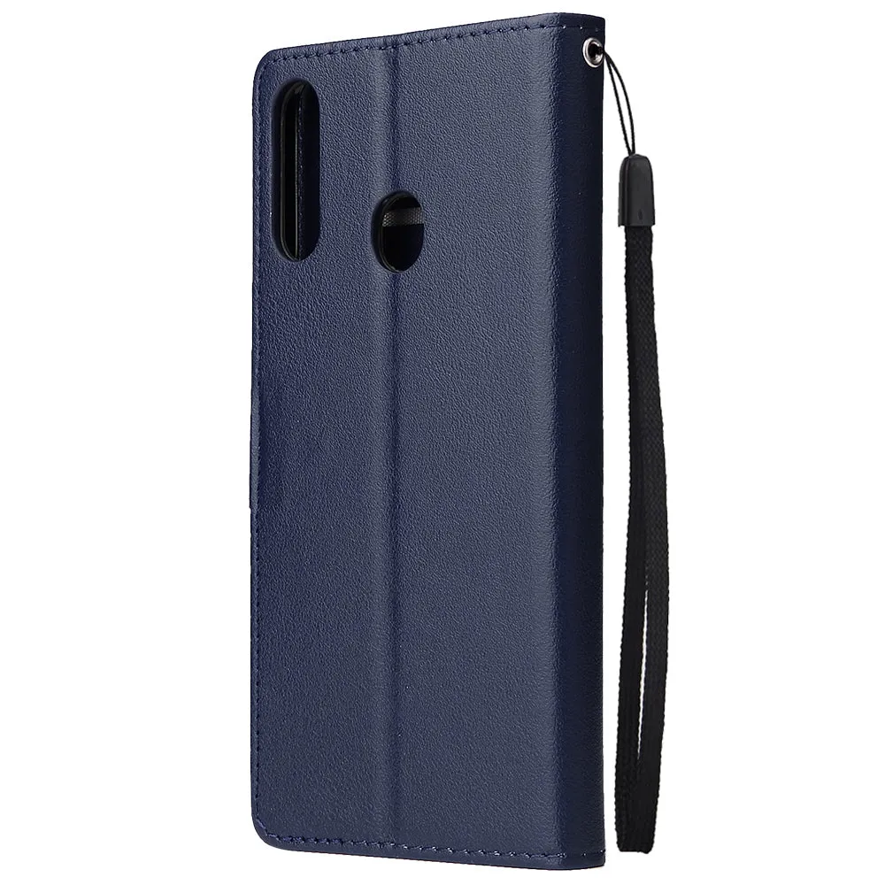 For Samsung A10S A20S Cellphone Cover Mobile Phone Shell Buckle Closure Cards Slots PU Leather Smart Shell with Wallet Overall Protection blue