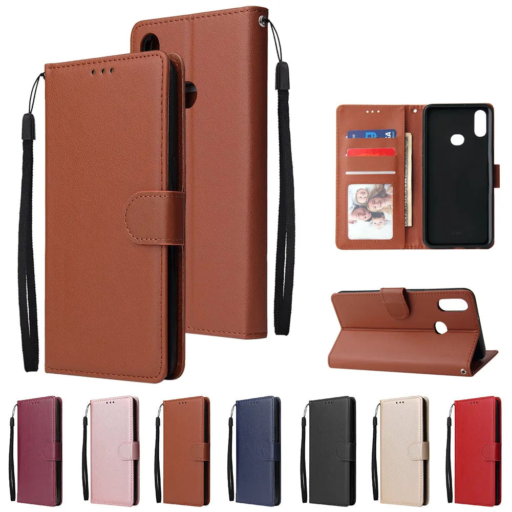 For Samsung A10S A20S Cellphone Cover Mobile Phone Shell Buckle Closure Cards Slots PU Leather Smart Shell with Wallet Overall Protection blue