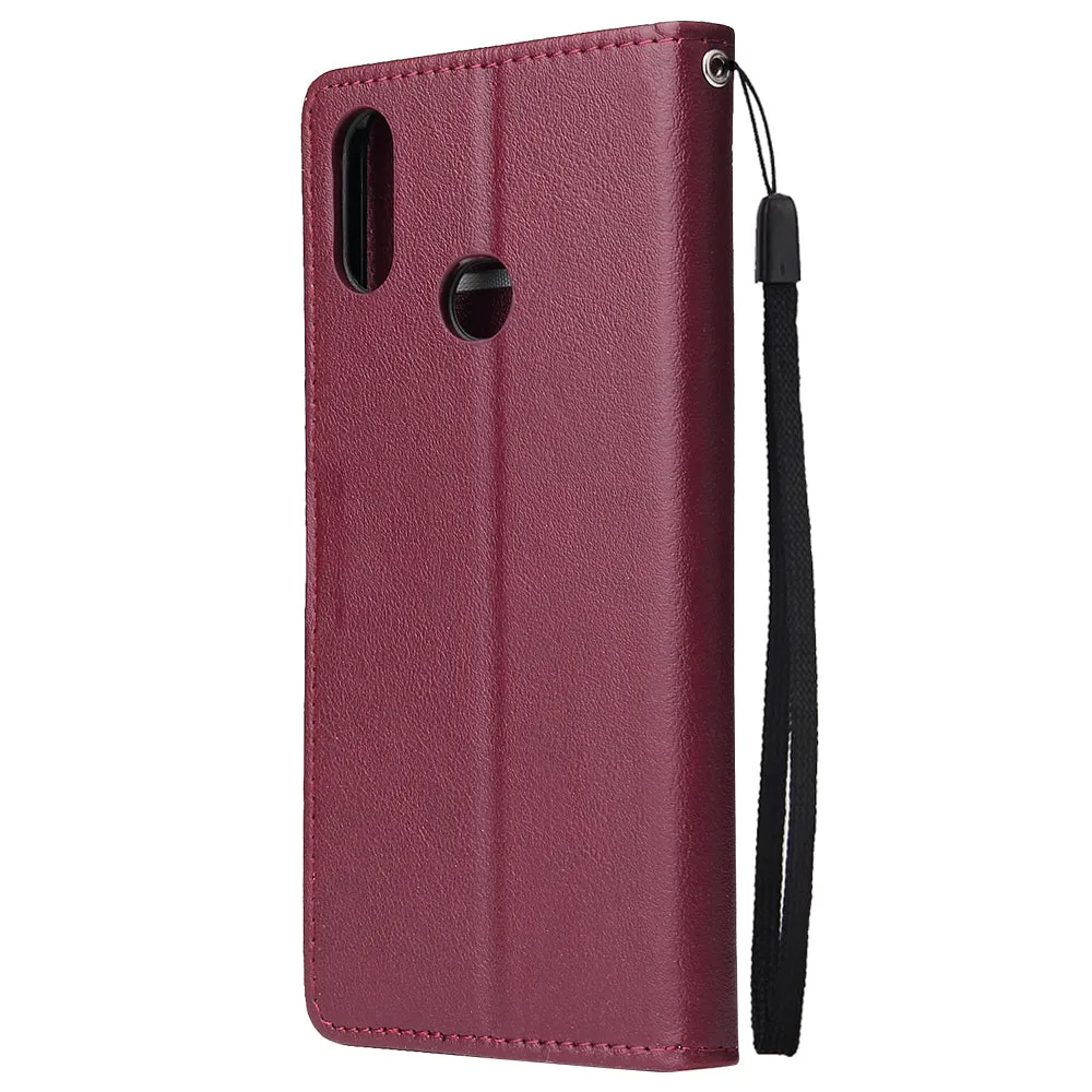 For Samsung A10S A20S Cellphone Cover Mobile Phone Shell Buckle Closure Cards Slots PU Leather Smart Shell with Wallet Overall Protection blue