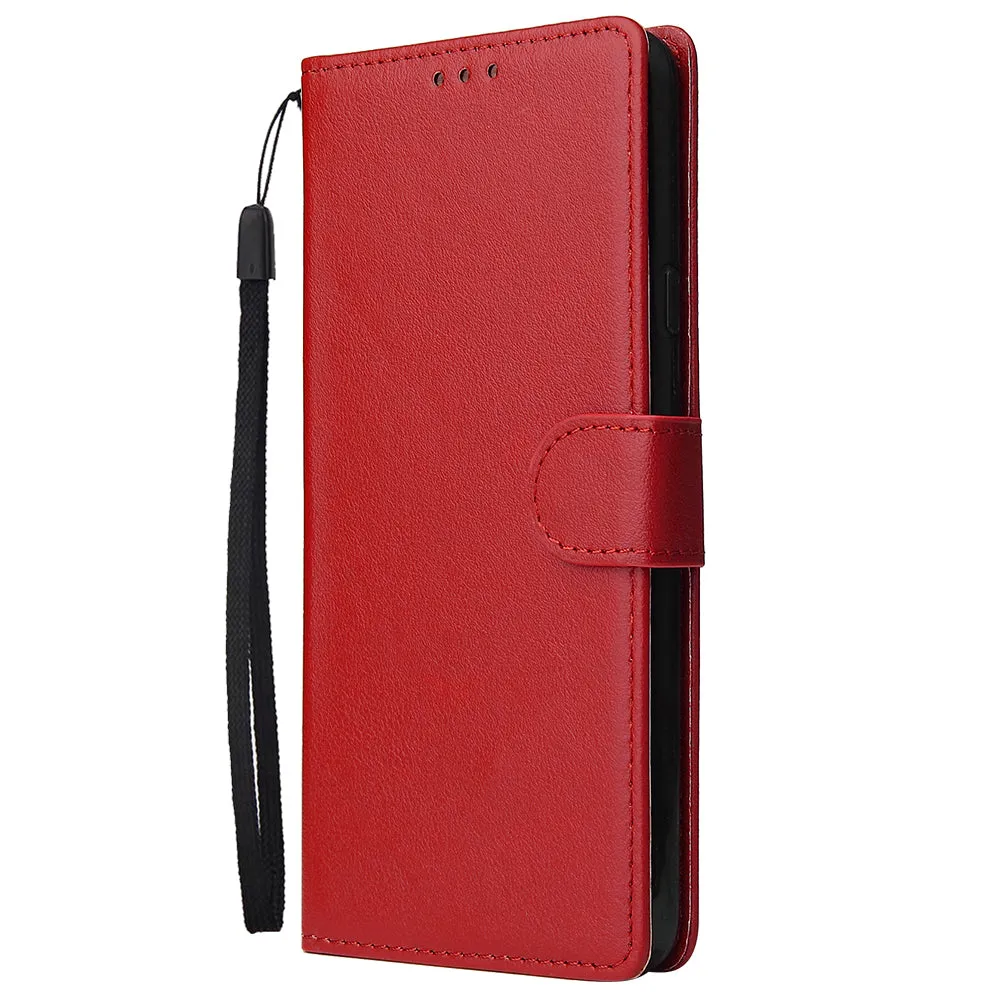 For Samsung A10S A20S Cellphone Cover Mobile Phone Shell Buckle Closure Cards Slots PU Leather Smart Shell with Wallet Overall Protection red