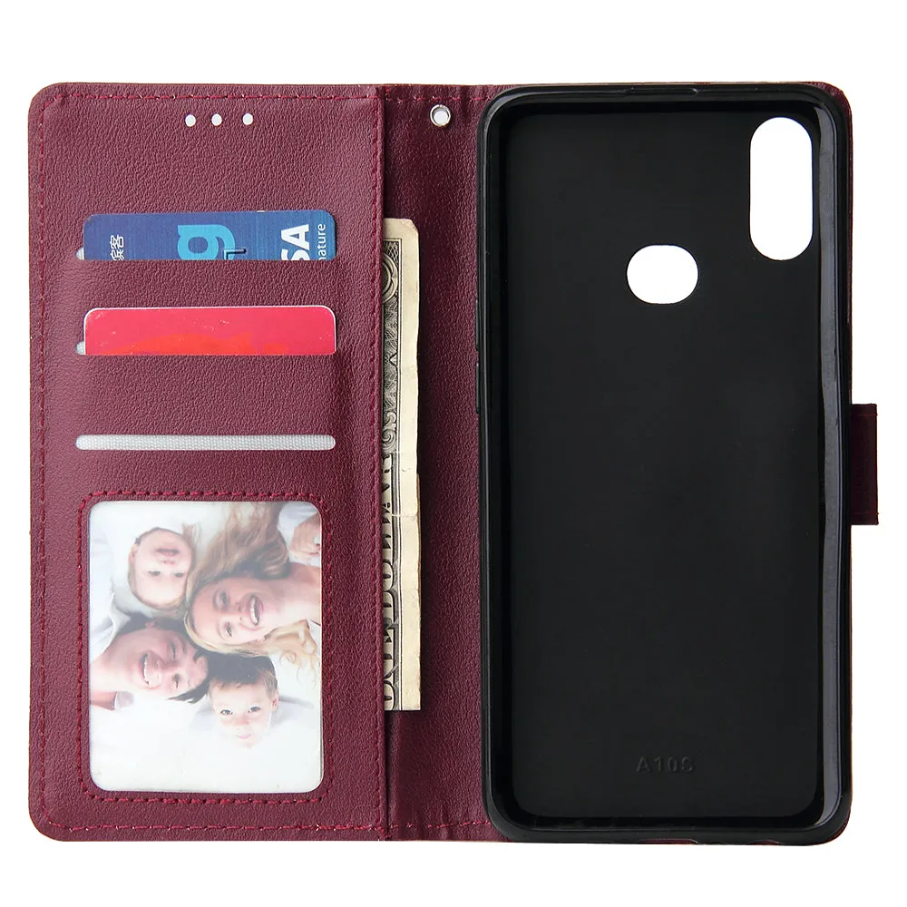 For Samsung A10S A20S Cellphone Cover Mobile Phone Shell Buckle Closure Cards Slots PU Leather Smart Shell with Wallet Overall Protection rose