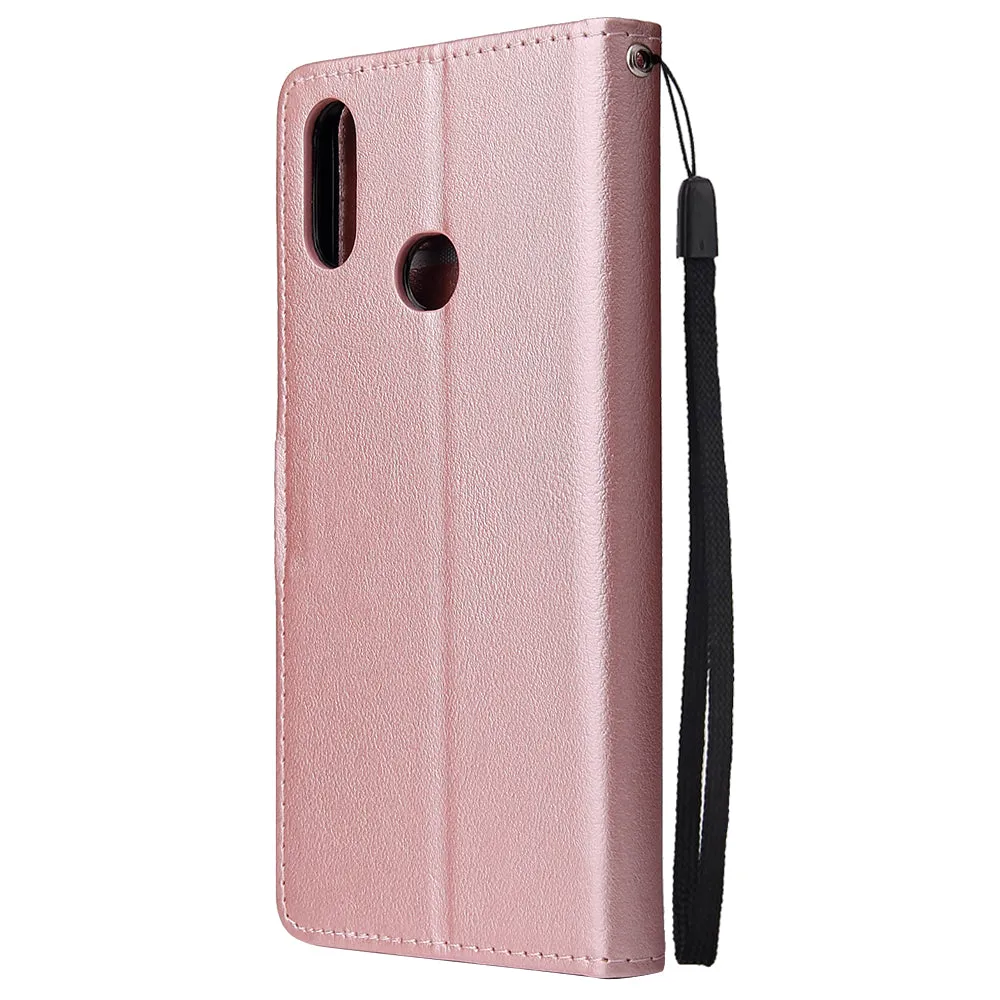 For Samsung A10S A20S Cellphone Cover Mobile Phone Shell Buckle Closure Cards Slots PU Leather Smart Shell with Wallet Overall Protection wine red