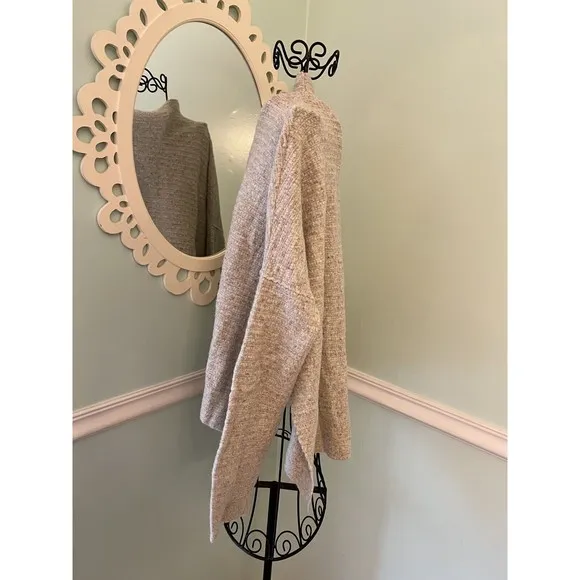 Free People Cream Arctic Fox Mock Neck Zip Back Oversized Wool Blend Sweater S