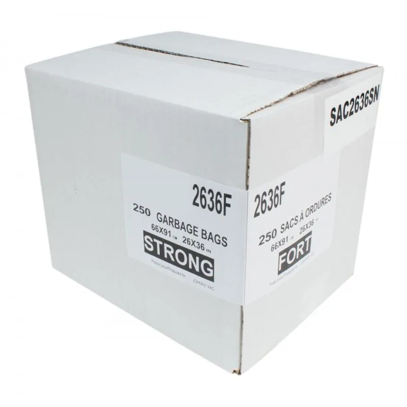 Garbage Trash Bags Strong 26" x 36" Black Box of 250