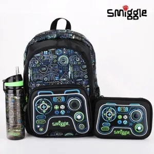 Genuine Australian Smiggle Black Game Controller Backpack Stationery Box Straw Kettle Crossbody Handle Meal Bag Student Gift