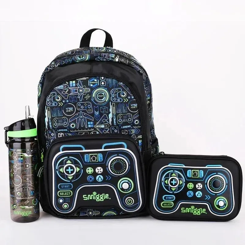 Genuine Australian Smiggle Black Game Controller Backpack Stationery Box Straw Kettle Crossbody Handle Meal Bag Student Gift