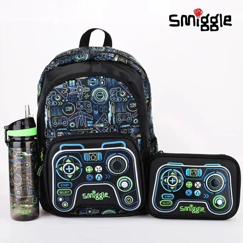 Genuine Australian Smiggle Black Game Controller Backpack Stationery Box Straw Kettle Crossbody Handle Meal Bag Student Gift