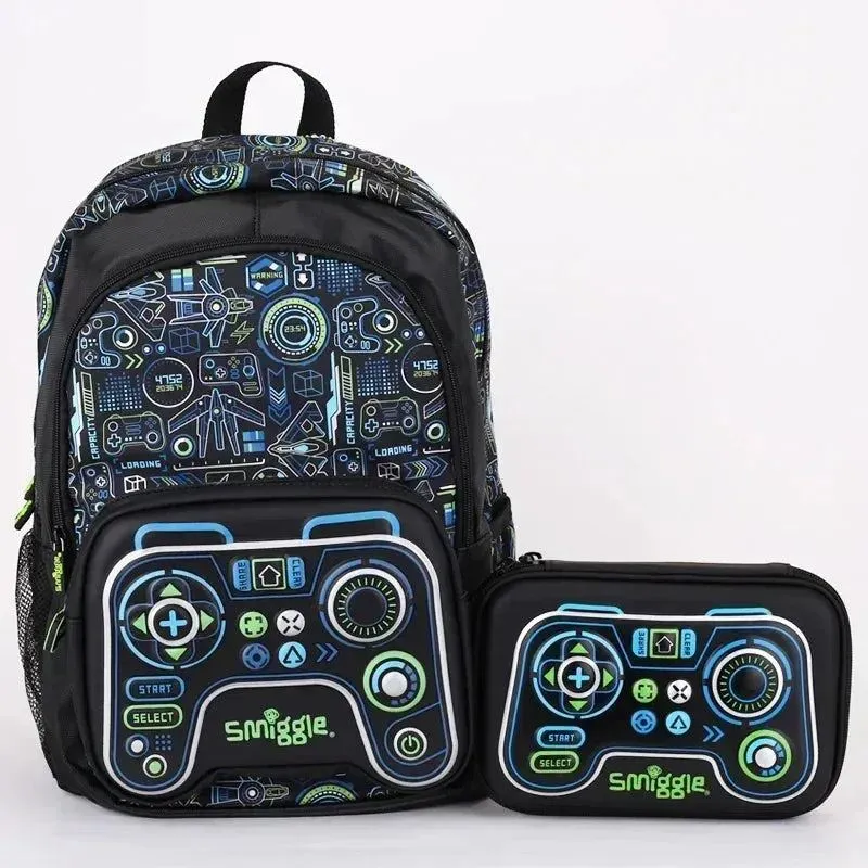 Genuine Australian Smiggle Black Game Controller Backpack Stationery Box Straw Kettle Crossbody Handle Meal Bag Student Gift