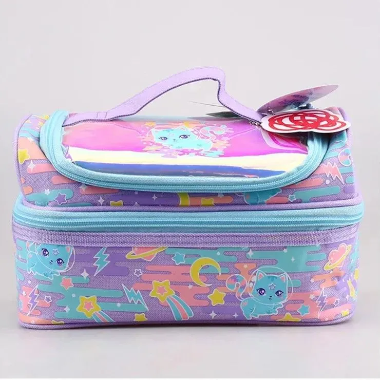 Genuine Australian Smiggle Blue Space Cat Student Backpack Crossbody Backpack Lunch Bag Pencil Box Card Bag Student Gift