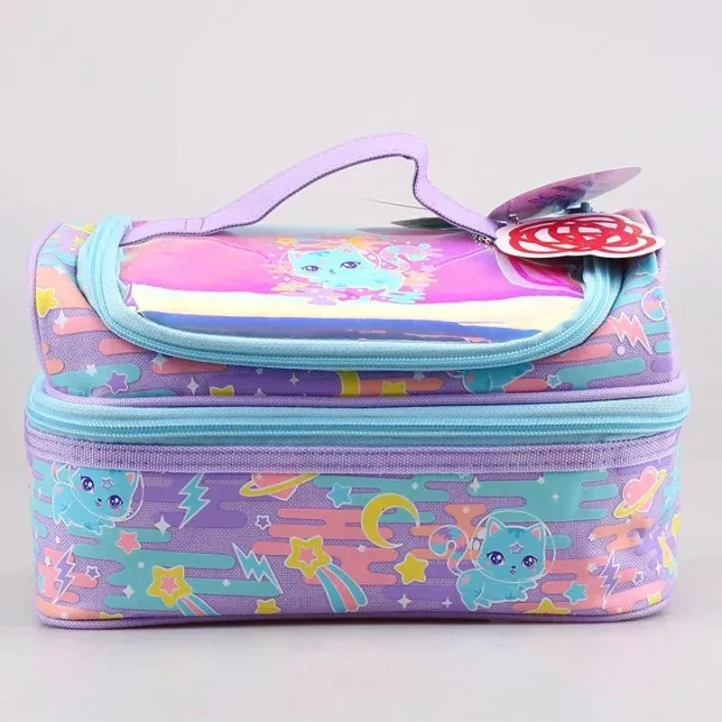 Genuine Australian Smiggle Blue Space Cat Student Backpack Crossbody Backpack Lunch Bag Pencil Box Card Bag Student Gift