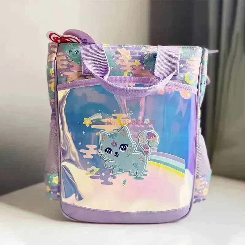 Genuine Australian Smiggle Blue Space Cat Student Backpack Crossbody Backpack Lunch Bag Pencil Box Card Bag Student Gift