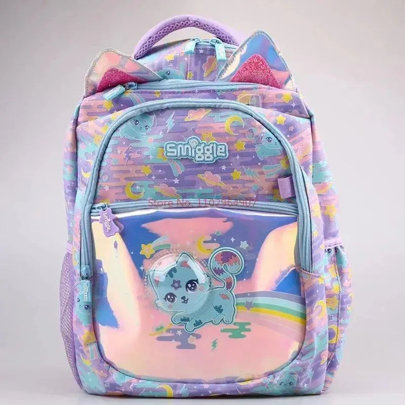 Genuine Australian Smiggle Blue Space Cat Student Backpack Crossbody Backpack Lunch Bag Pencil Box Card Bag Student Gift