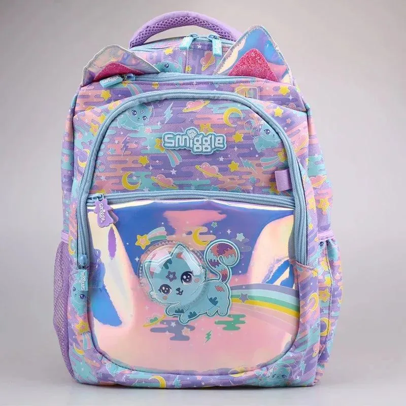 Genuine Australian Smiggle Blue Space Cat Student Backpack Crossbody Backpack Lunch Bag Pencil Box Card Bag Student Gift