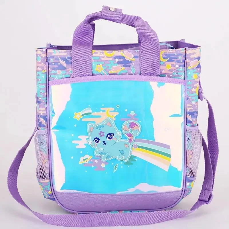 Genuine Australian Smiggle Blue Space Cat Student Backpack Crossbody Backpack Lunch Bag Pencil Box Card Bag Student Gift
