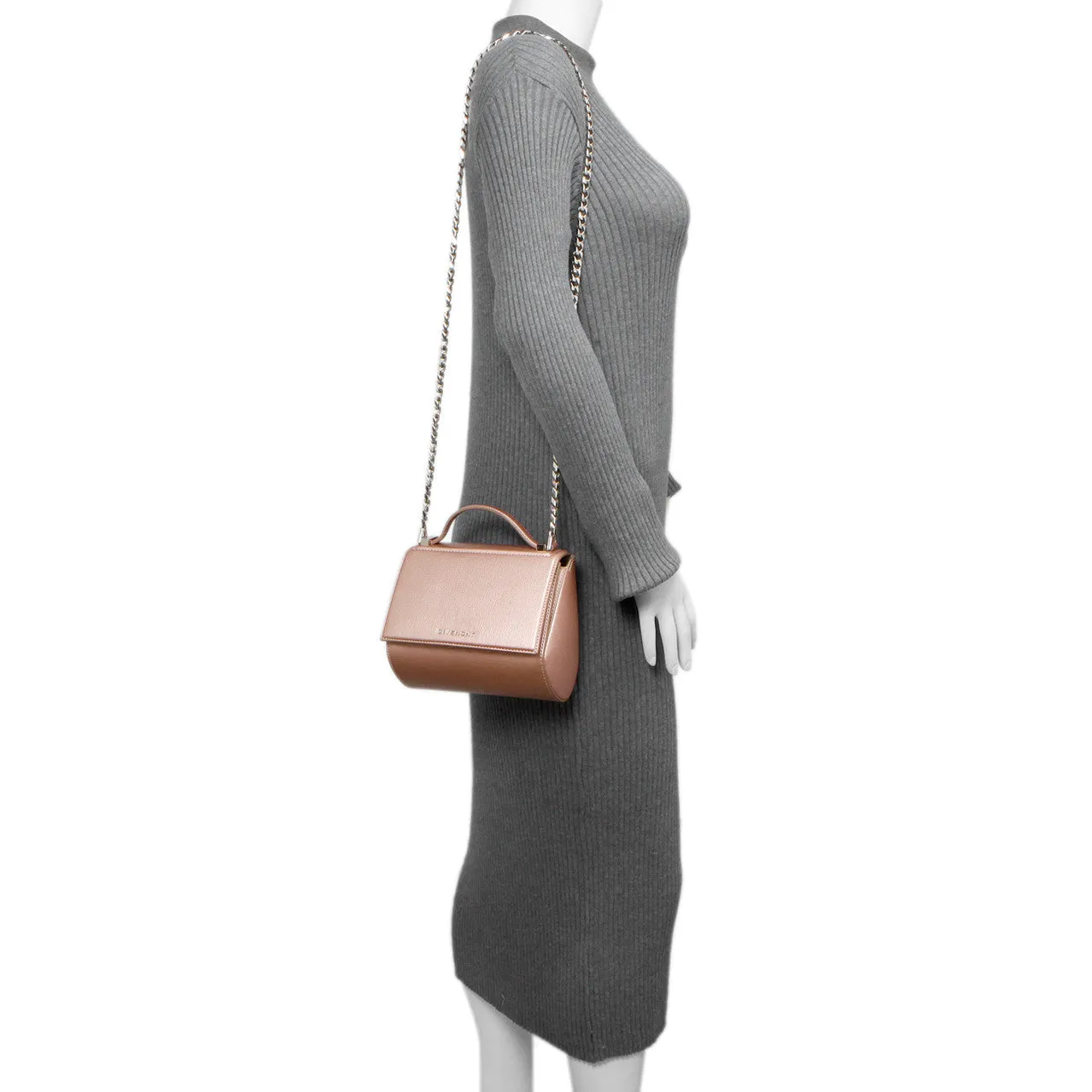 Givenchy Rose Gold Calfskin Mini Pandora Box Chain Crossbody
