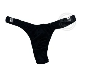 Glossy T-Back Detachable Thong - Black