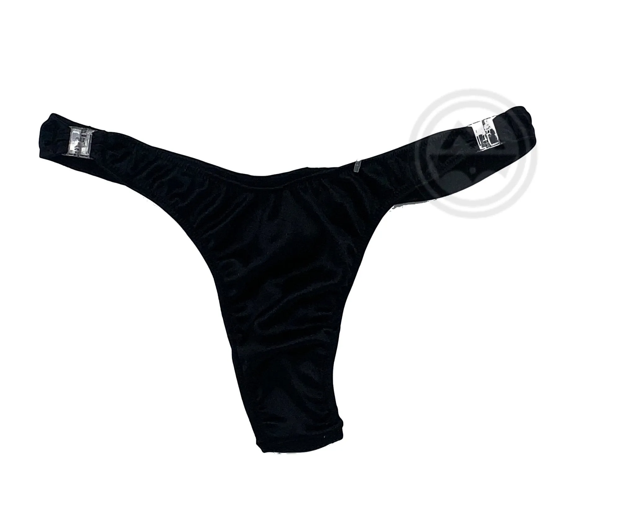 Glossy T-Back Detachable Thong - Black