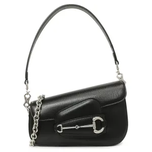 Gucci Black Calfskin Mini Horsebit 1955 Asymmetric Shoulder Bag