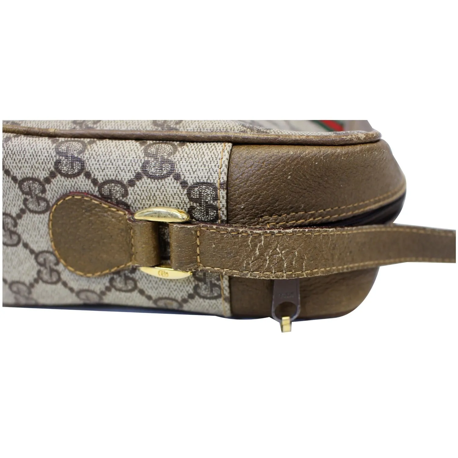 GUCCI GG Canvas Web Crossbody Bag Brown Vintage