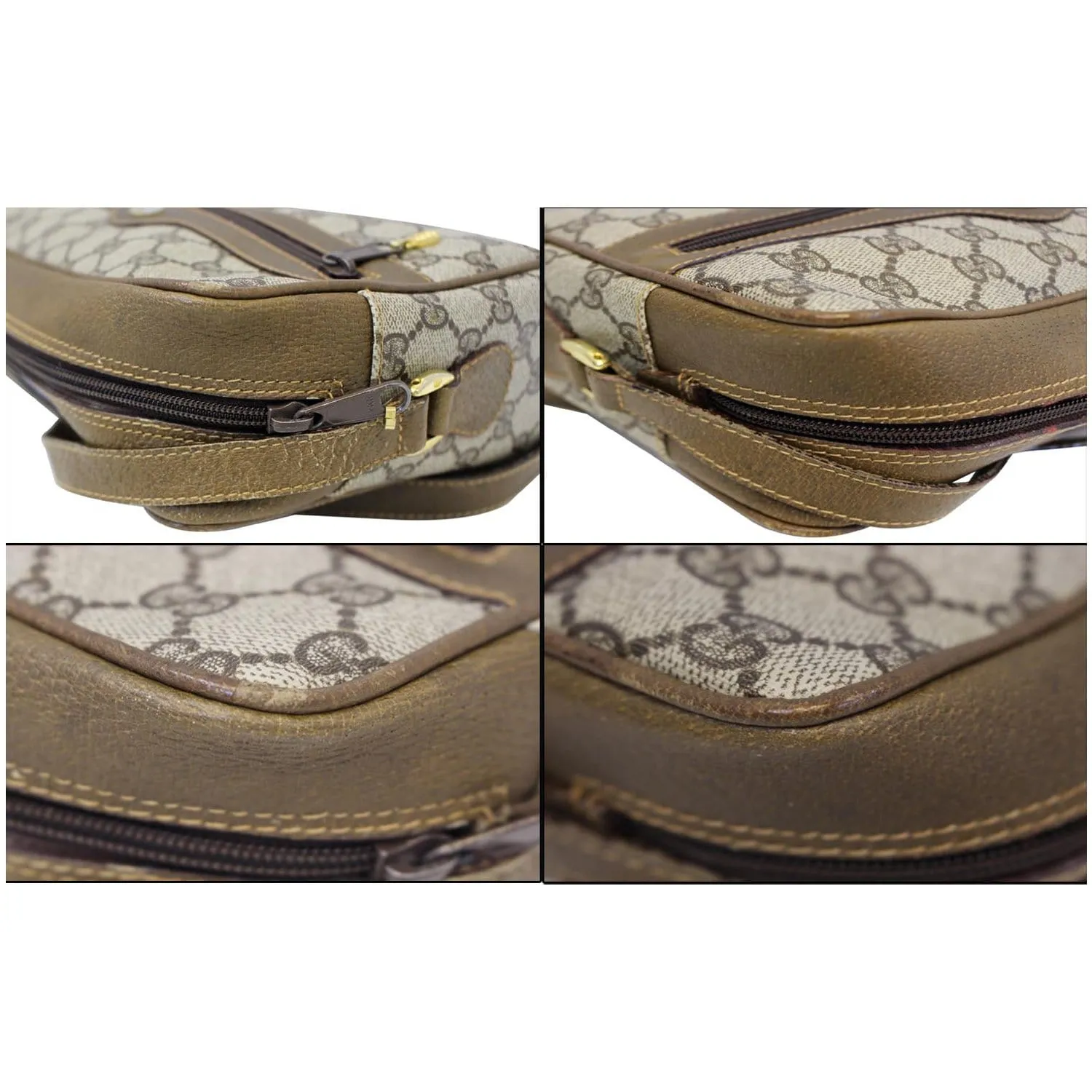 GUCCI GG Canvas Web Crossbody Bag Brown Vintage