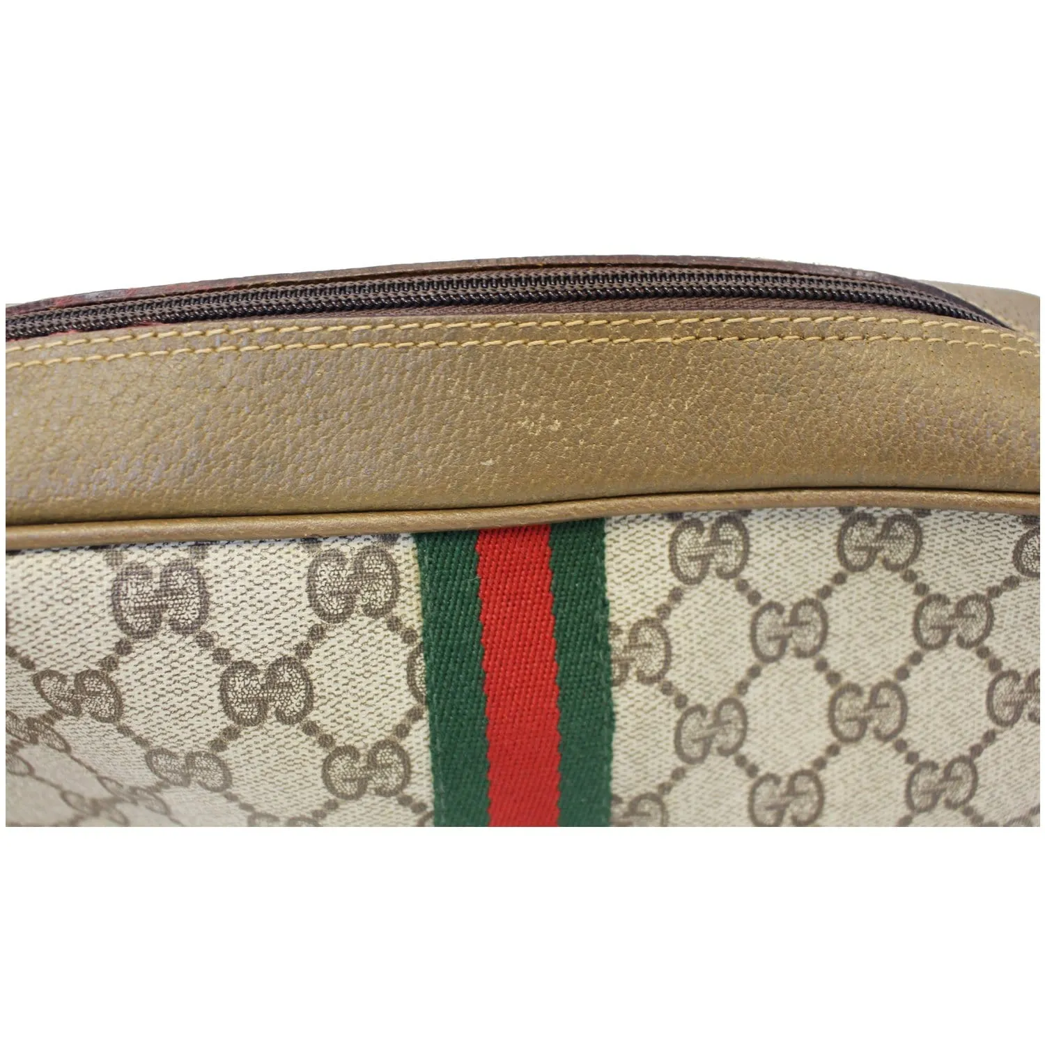 GUCCI GG Canvas Web Crossbody Bag Brown Vintage