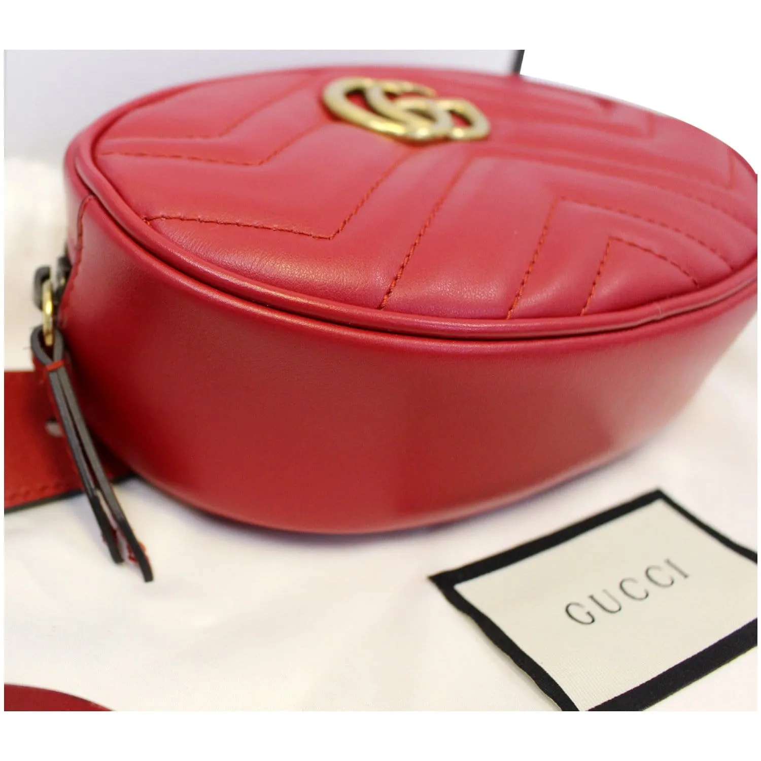 GUCCI GG Marmont Matelasse Leather Belt Bag 476434 Red