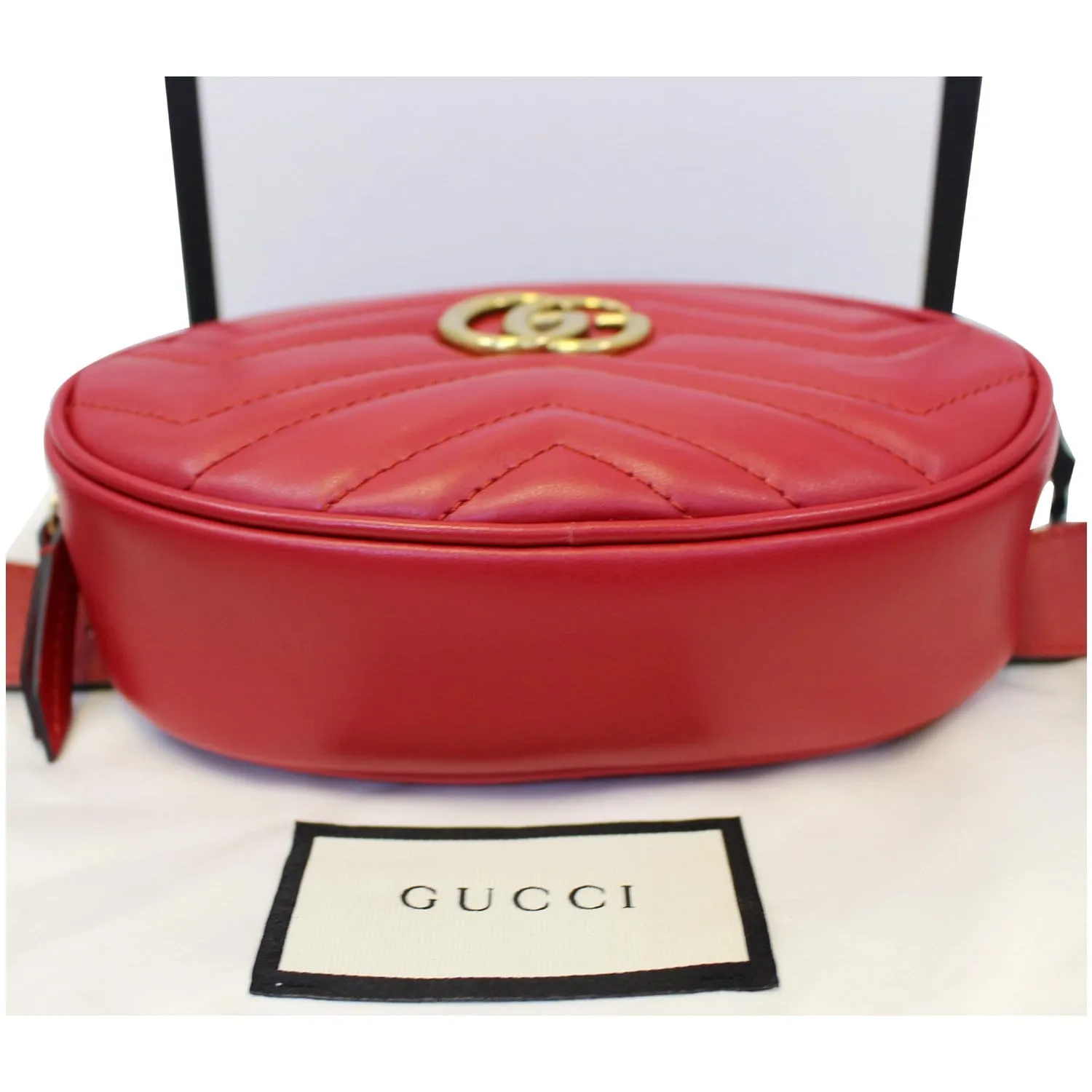 GUCCI GG Marmont Matelasse Leather Belt Bag 476434 Red