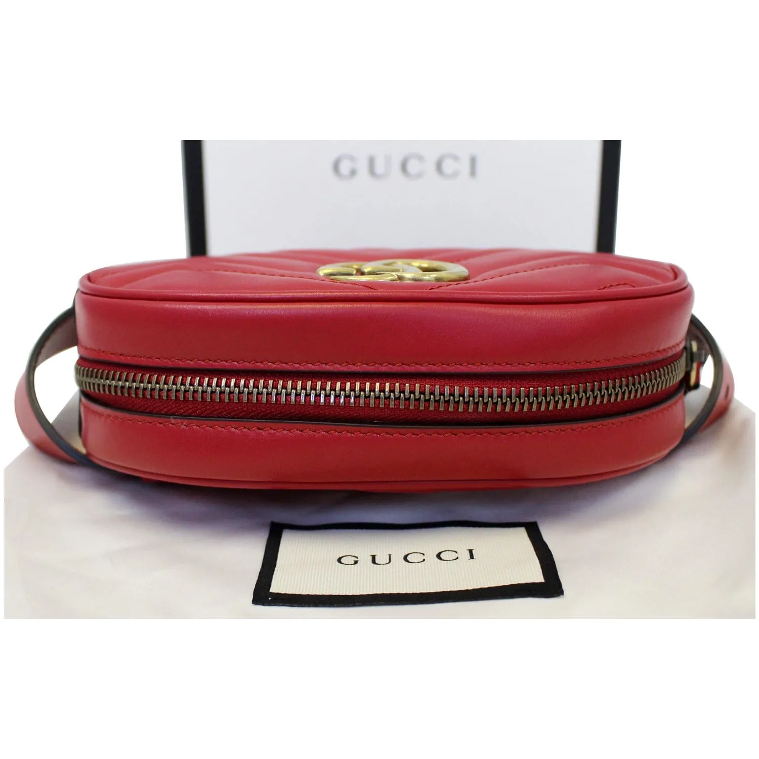 GUCCI GG Marmont Matelasse Leather Belt Bag 476434 Red