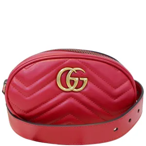 GUCCI GG Marmont Matelasse Leather Belt Bag 476434 Red