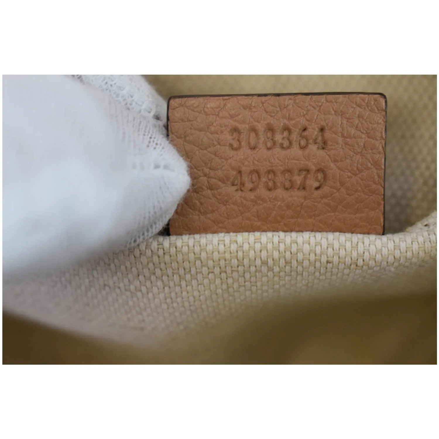 GUCCI Soho Disco Pebbled Leather Small Crossbody Bag Beige 308364