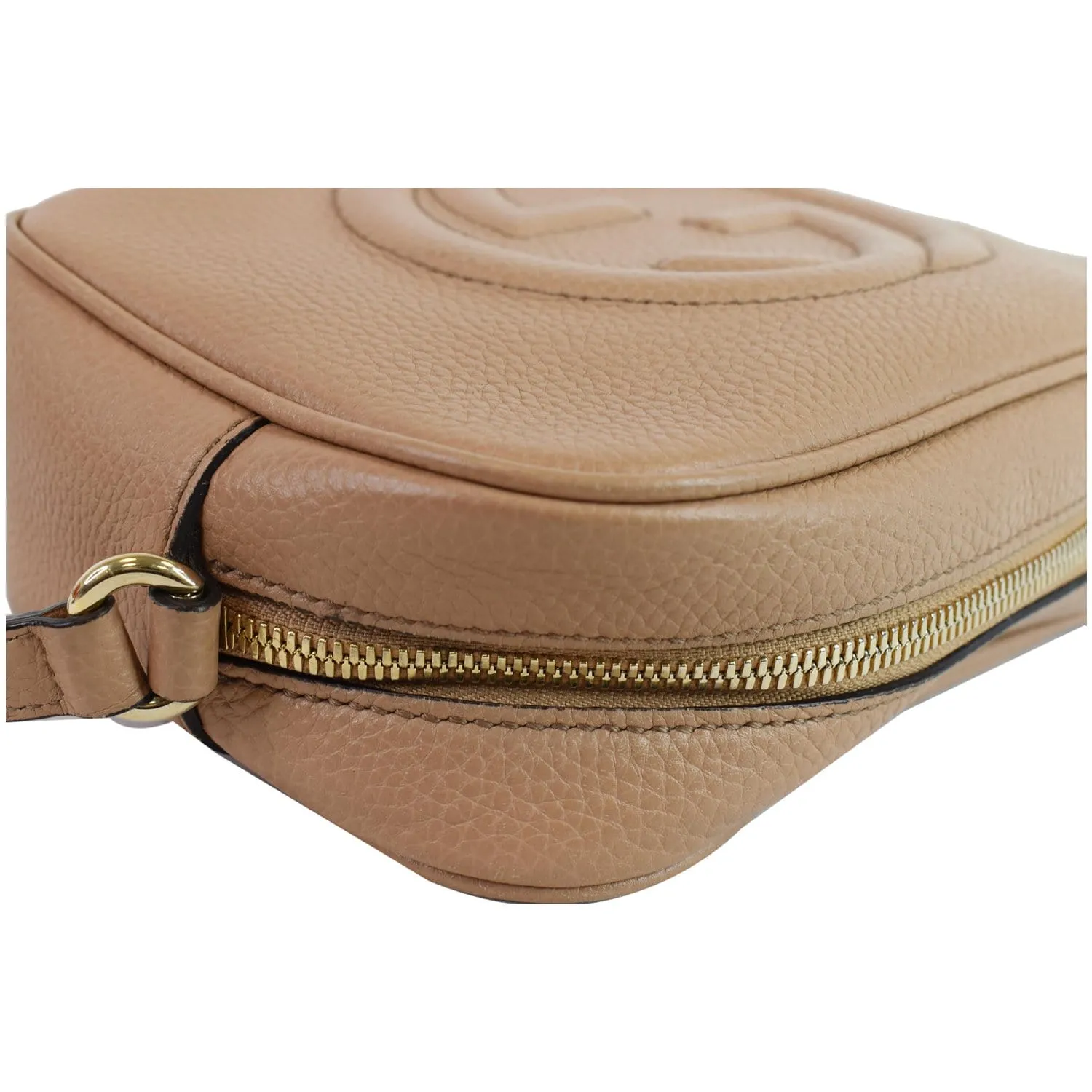 GUCCI Soho Disco Pebbled Leather Small Crossbody Bag Beige 308364