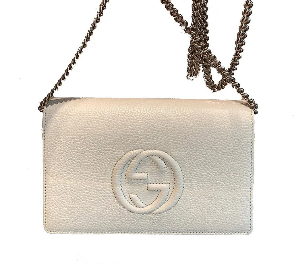 Gucci Soho Wallet with Removable Chain in Ivory