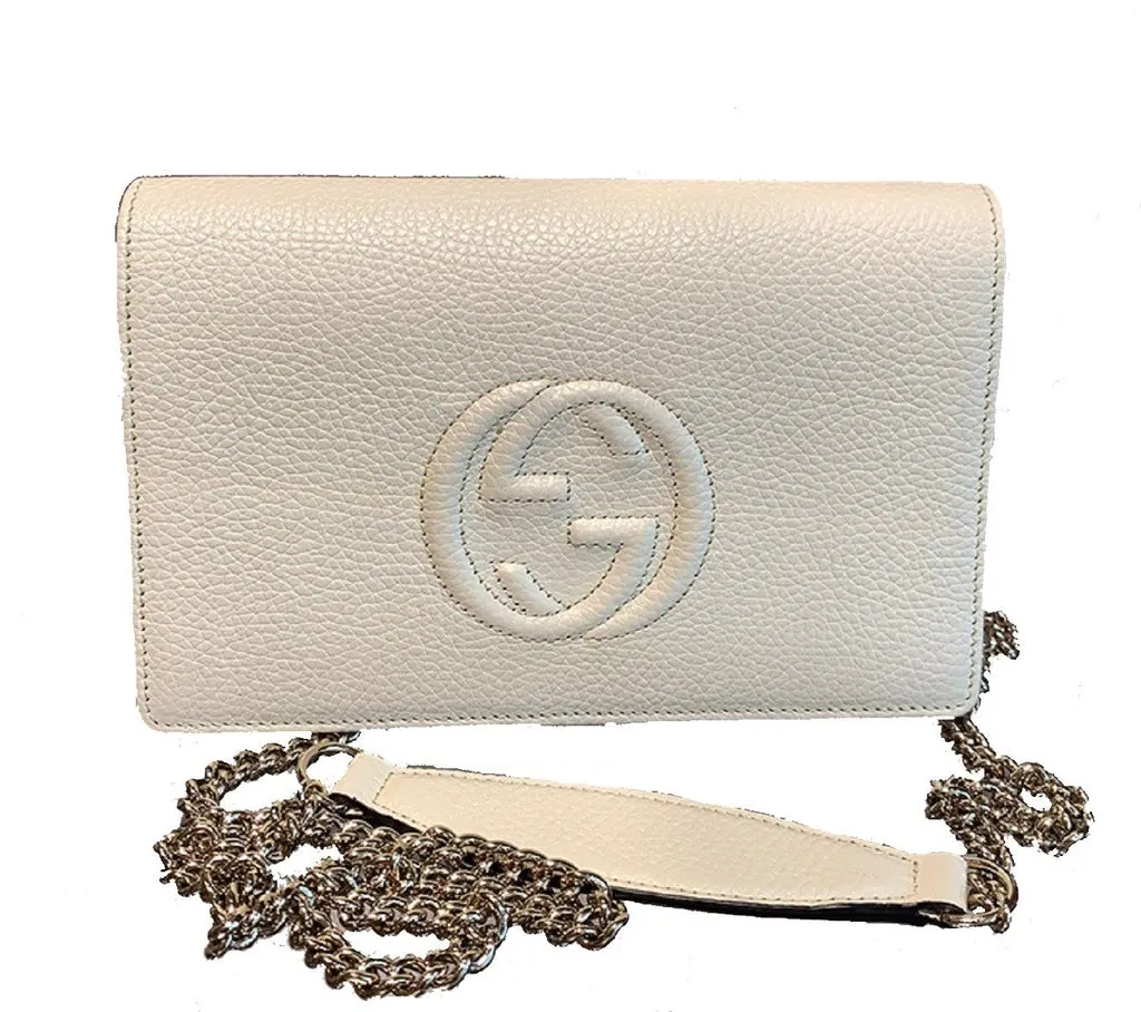 Gucci Soho Wallet with Removable Chain in Ivory