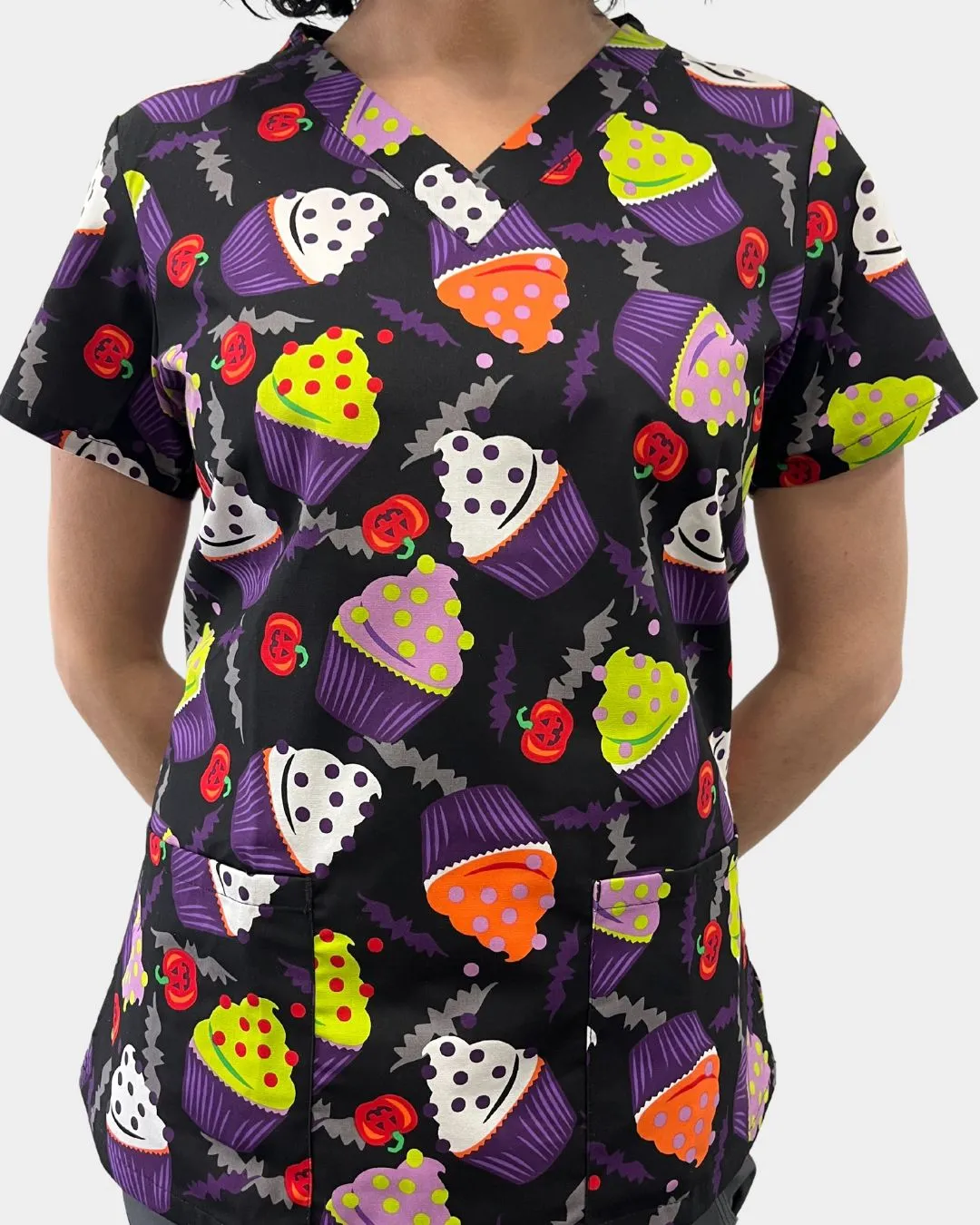 'Halloween Treats' Women's Halloween Scrub Top