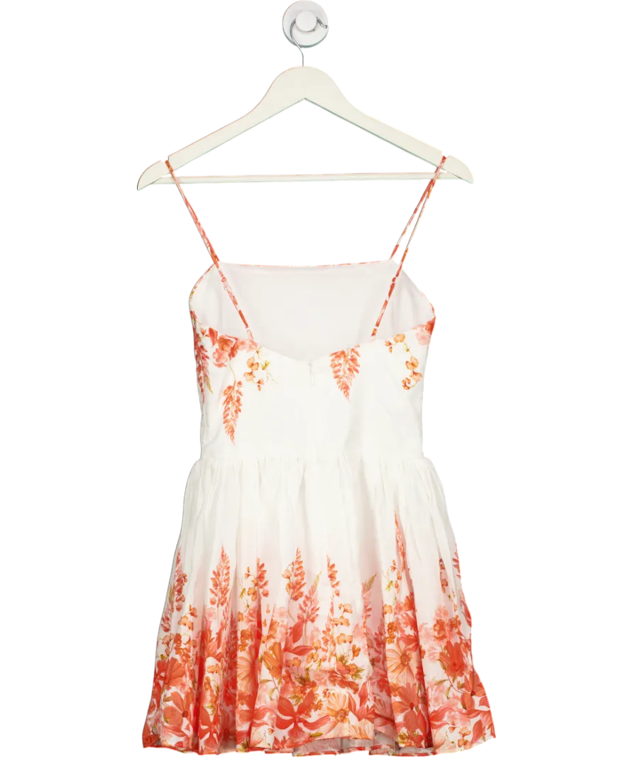 H&M White Patterned Mini Dress 100% Linen UK 6
