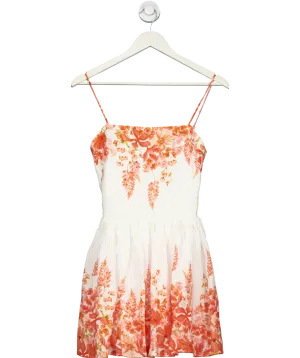 H&M White Patterned Mini Dress 100% Linen UK 6