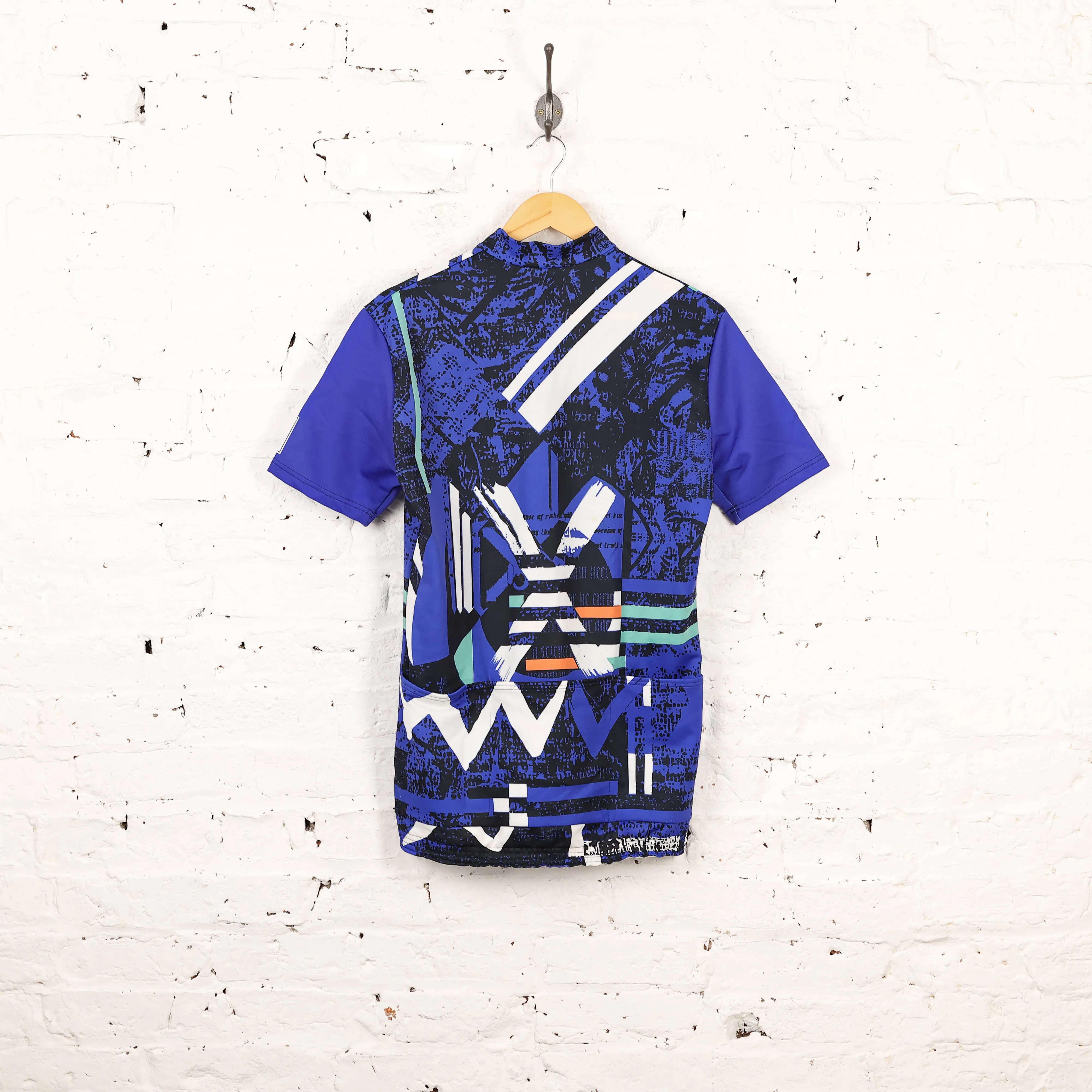 Headlock Vintage Patterned Cycling Top Jersey - Blue - L