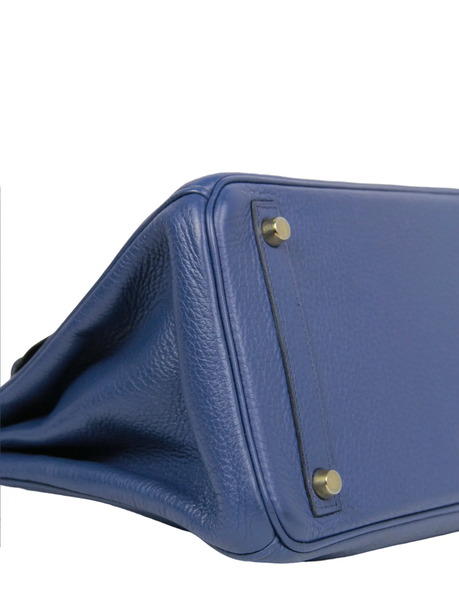 Hermes Blue Clemence Leather 30cm Birkin Bag GHW