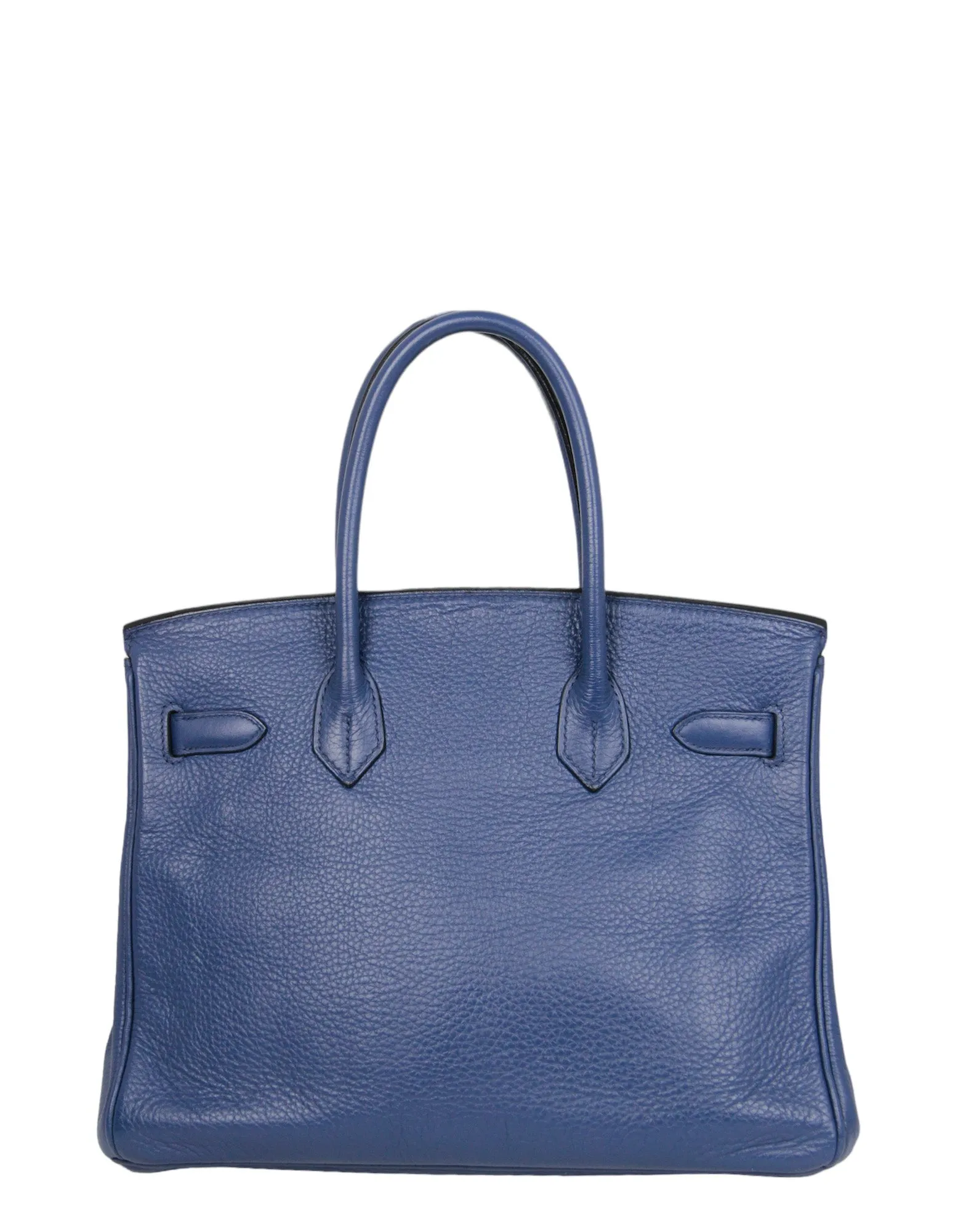 Hermes Blue Clemence Leather 30cm Birkin Bag GHW