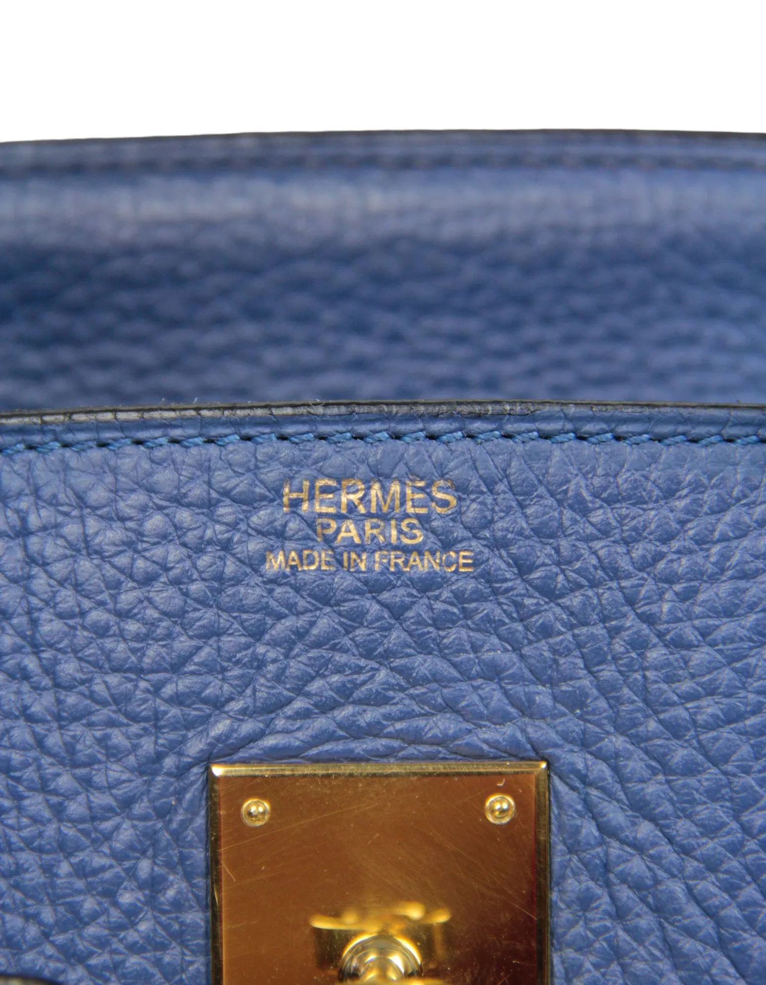 Hermes Blue Clemence Leather 30cm Birkin Bag GHW