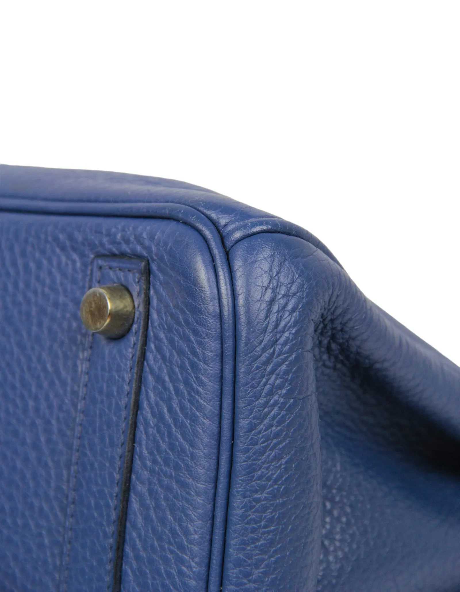Hermes Blue Clemence Leather 30cm Birkin Bag GHW