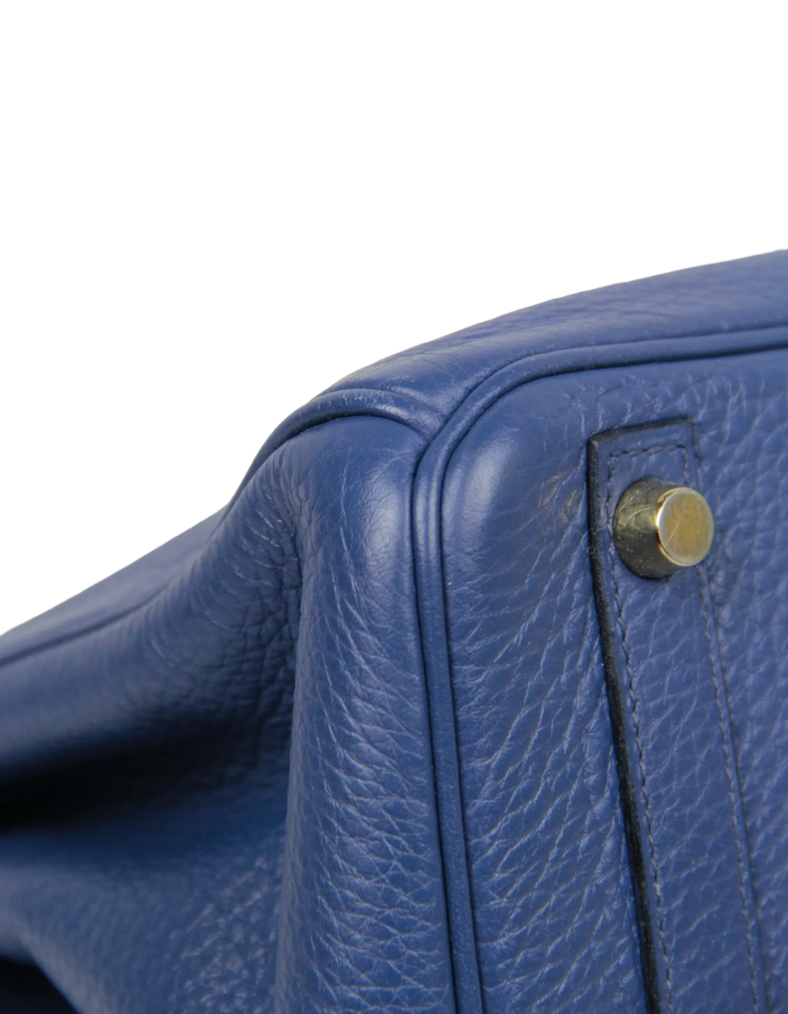Hermes Blue Clemence Leather 30cm Birkin Bag GHW