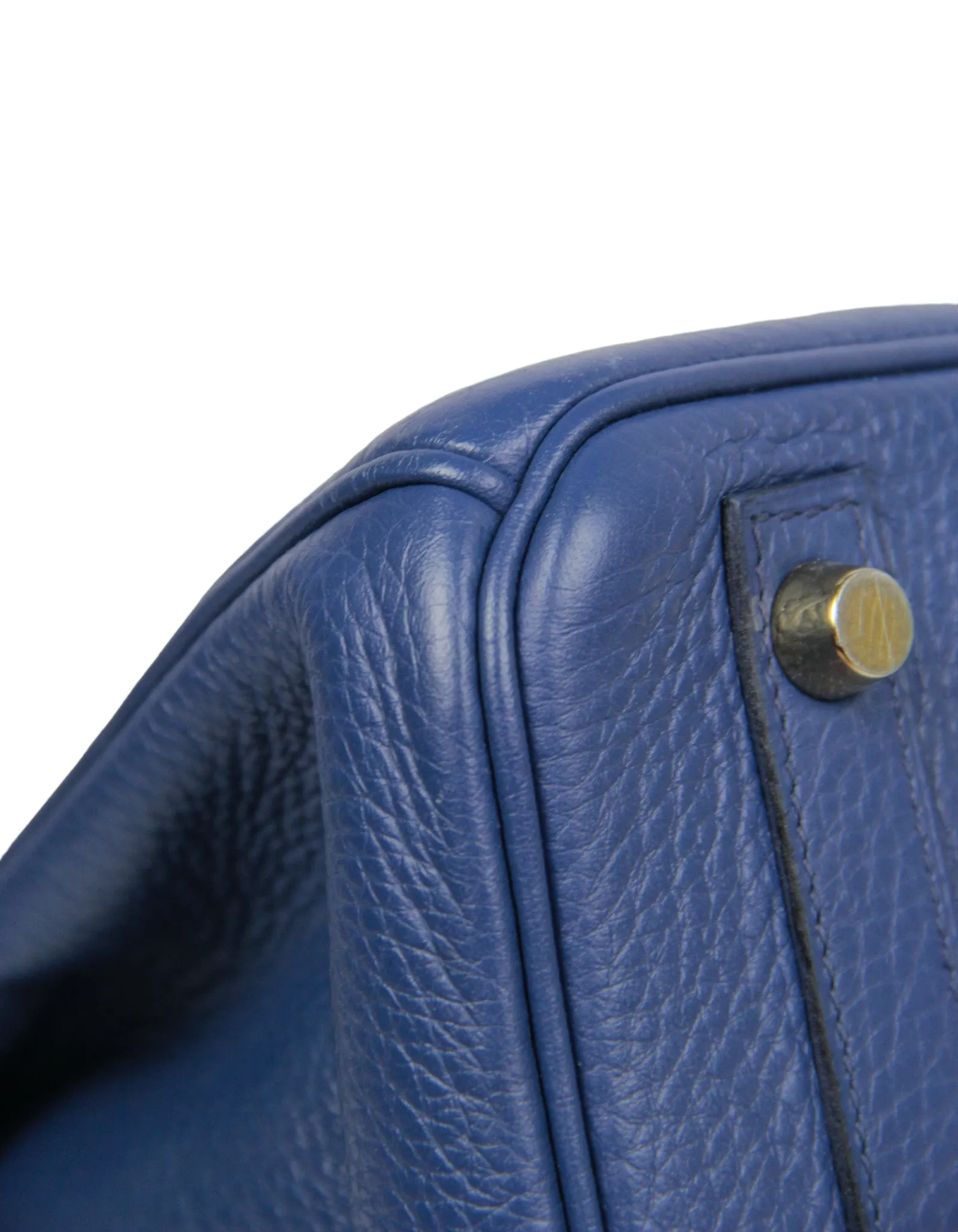 Hermes Blue Clemence Leather 30cm Birkin Bag GHW