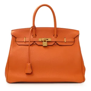 Hermes Orange Clemence Birkin 35