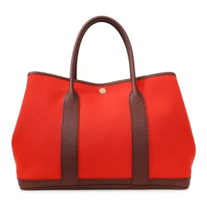 Hermes Red Burgundy Toile Negonda Garden Party 36