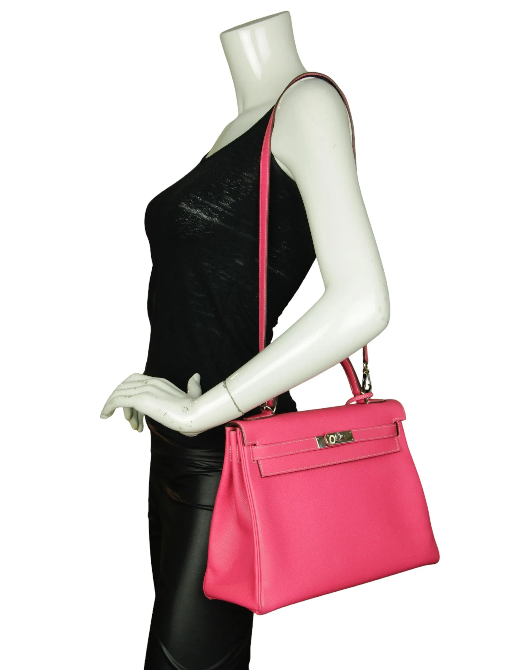 Hermes Rose Tyrien/ Tosca Epsom 32cm Candy Kelly Bag